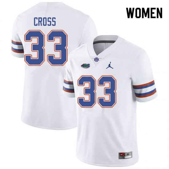 Women's Florida Gators #33 Daniel Cross NCAA Jordan Brand White Authentic Stitched College Football Jersey XHX5062OK